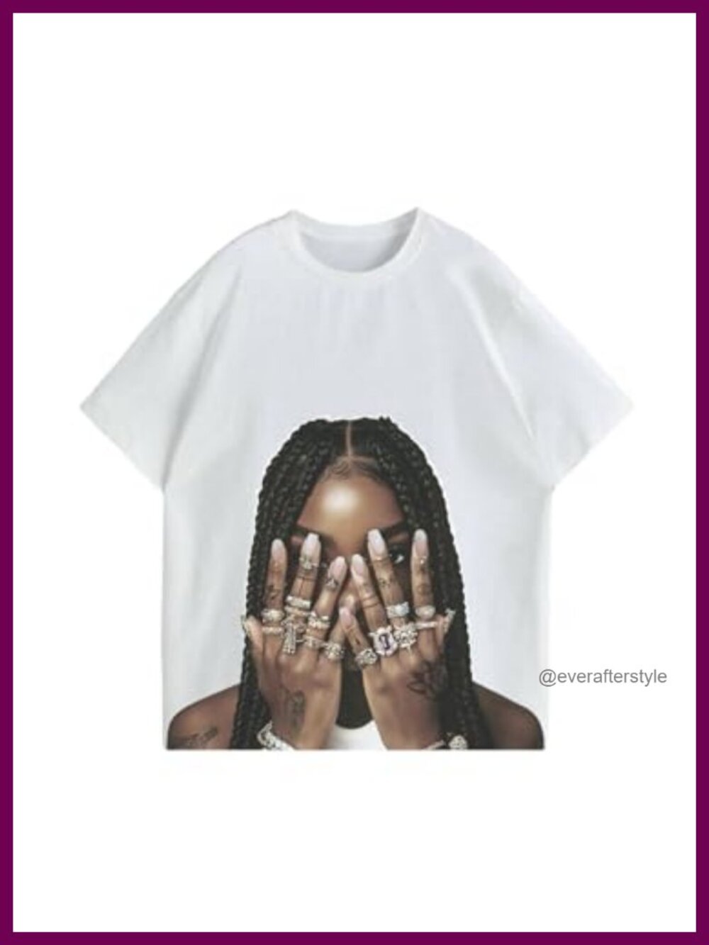 Oversized Graphic Tee Y2K Hip Hop Women's Crew Neck Short Sleeve